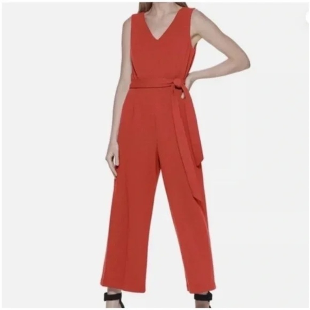 Calvin Klein orange wide-leg jumpsuit - Picture 1 of 7